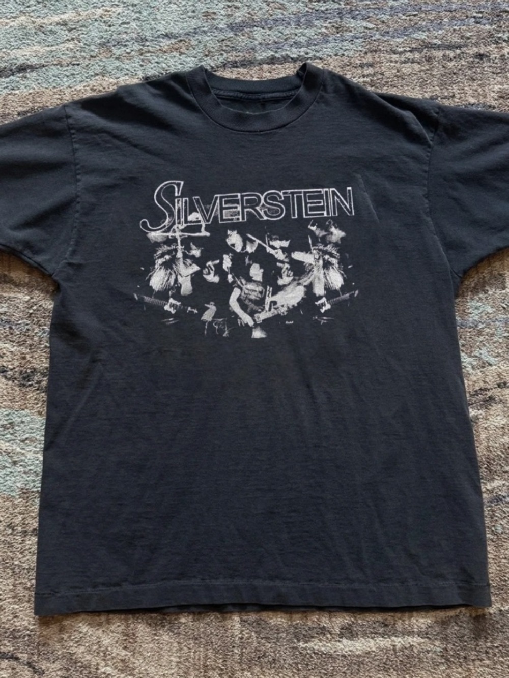 Black Graphic Band T-Shirt - Men's Crew Neck